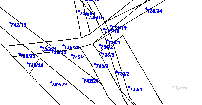 Parcela st. 733/3 v KÚ Beroun, Katastrální mapa