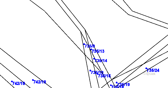 Parcela st. 735/9 v KÚ Beroun, Katastrální mapa
