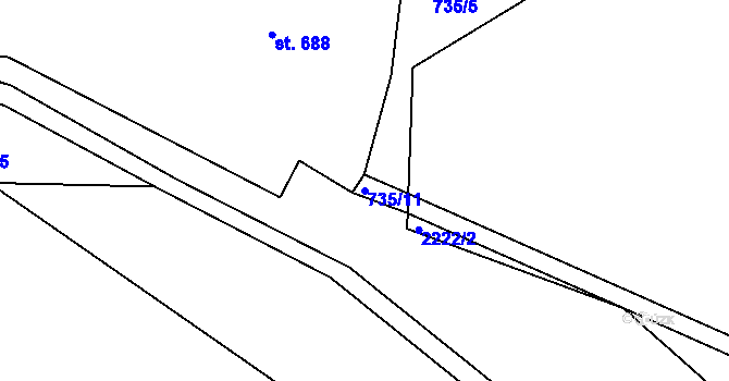 Parcela st. 735/11 v KÚ Beroun, Katastrální mapa