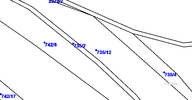 Parcela st. 735/12 v KÚ Beroun, Katastrální mapa