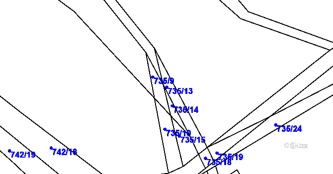 Parcela st. 735/13 v KÚ Beroun, Katastrální mapa