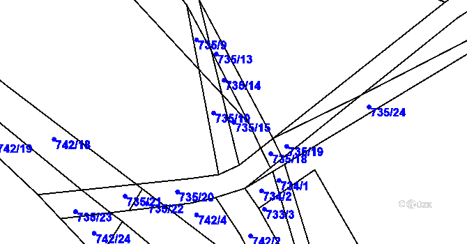 Parcela st. 735/15 v KÚ Beroun, Katastrální mapa
