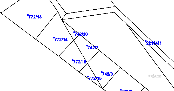 Parcela st. 742/7 v KÚ Beroun, Katastrální mapa