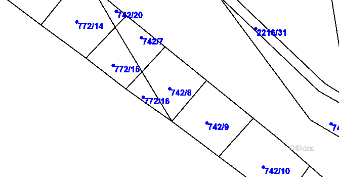 Parcela st. 742/8 v KÚ Beroun, Katastrální mapa