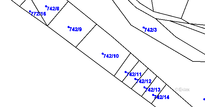 Parcela st. 742/10 v KÚ Beroun, Katastrální mapa
