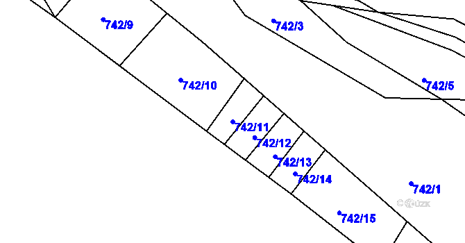 Parcela st. 742/11 v KÚ Beroun, Katastrální mapa
