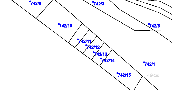 Parcela st. 742/12 v KÚ Beroun, Katastrální mapa