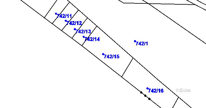Parcela st. 742/15 v KÚ Beroun, Katastrální mapa