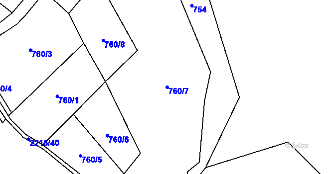 Parcela st. 760/7 v KÚ Beroun, Katastrální mapa