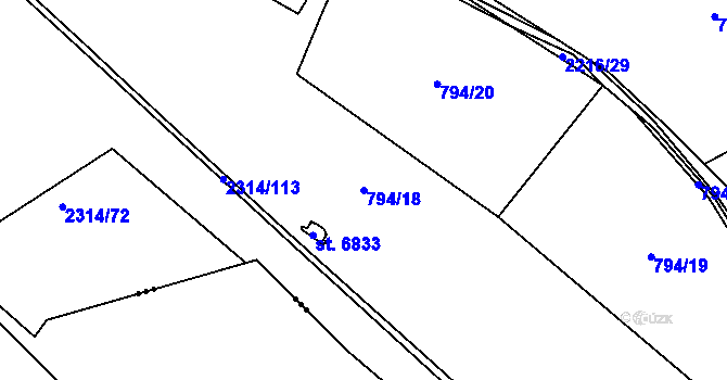 Parcela st. 794/18 v KÚ Beroun, Katastrální mapa