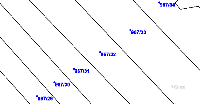 Parcela st. 967/32 v KÚ Beroun, Katastrální mapa