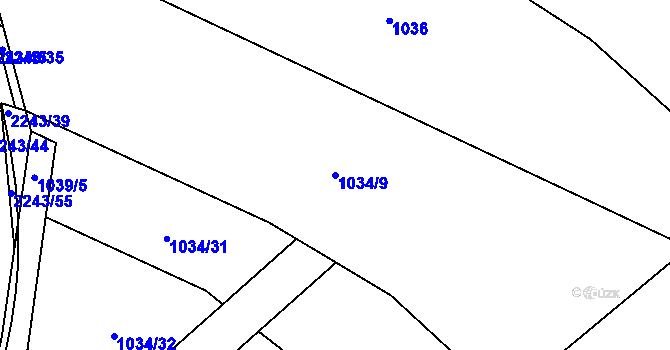 Parcela st. 1034/9 v KÚ Beroun, Katastrální mapa