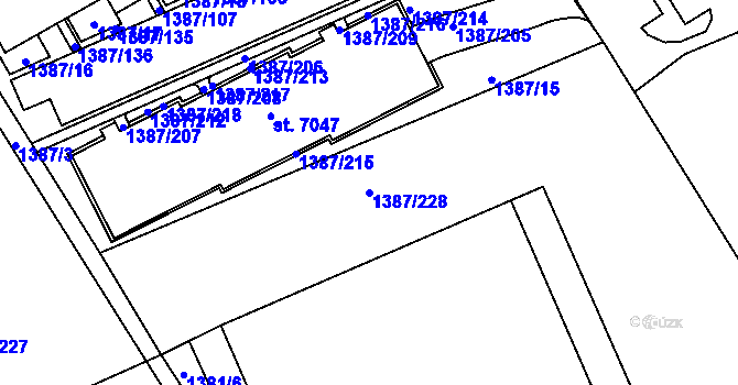Parcela st. 1387/228 v KÚ Beroun, Katastrální mapa