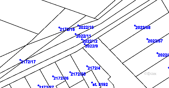 Parcela st. 2022/9 v KÚ Beroun, Katastrální mapa