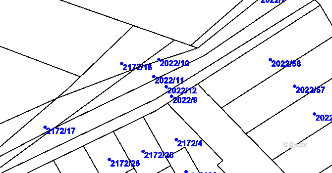 Parcela st. 2022/12 v KÚ Beroun, Katastrální mapa