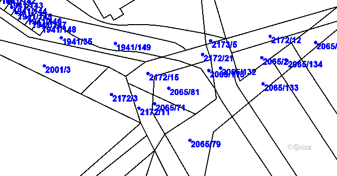 Parcela st. 2065/81 v KÚ Beroun, Katastrální mapa