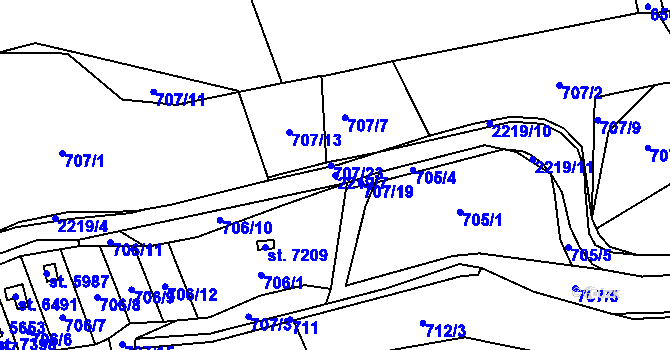 Parcela st. 2219/7 v KÚ Beroun, Katastrální mapa
