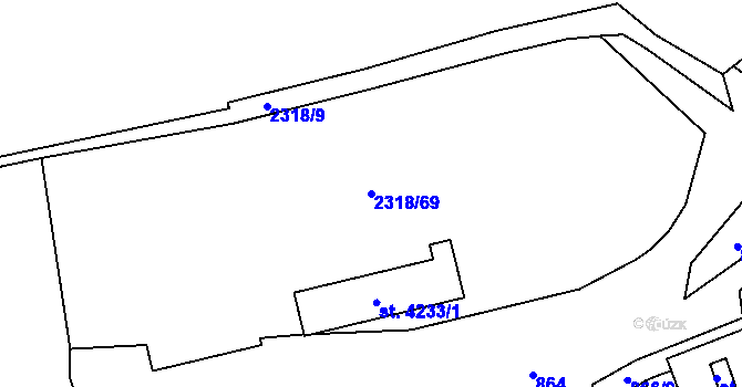 Parcela st. 2318/69 v KÚ Beroun, Katastrální mapa