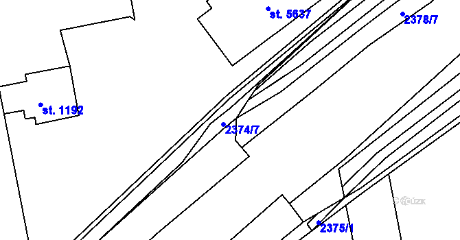 Parcela st. 2374/6 v KÚ Beroun, Katastrální mapa