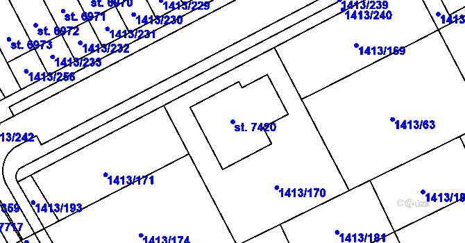 Parcela st. 7420 v KÚ Beroun, Katastrální mapa