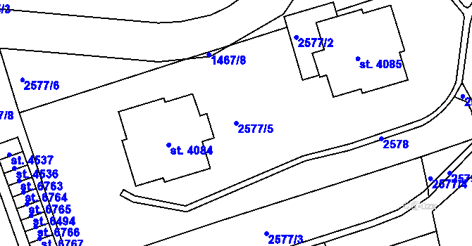 Parcela st. 2577/5 v KÚ Beroun, Katastrální mapa