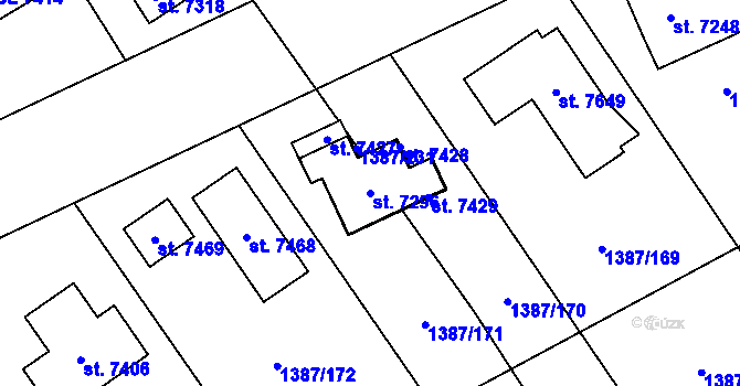 Parcela st. 7296 v KÚ Beroun, Katastrální mapa