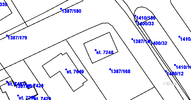 Parcela st. 7248 v KÚ Beroun, Katastrální mapa