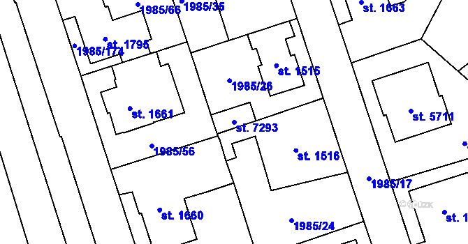Parcela st. 7293 v KÚ Beroun, Katastrální mapa
