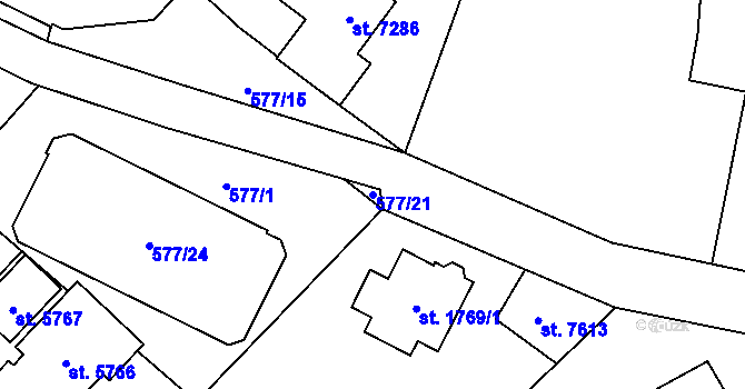 Parcela st. 577/21 v KÚ Beroun, Katastrální mapa