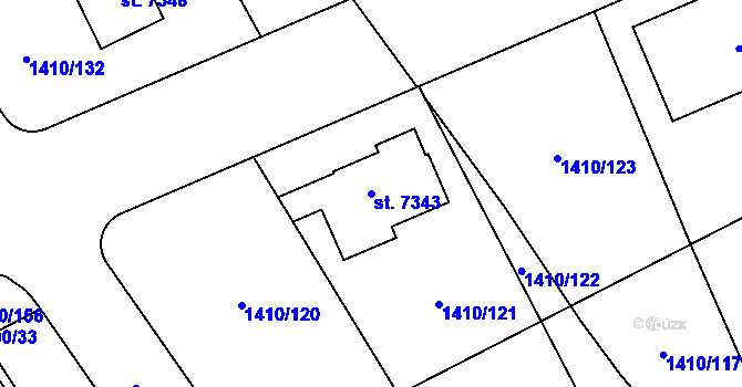 Parcela st. 7343 v KÚ Beroun, Katastrální mapa