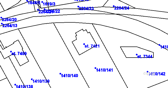 Parcela st. 7421 v KÚ Beroun, Katastrální mapa