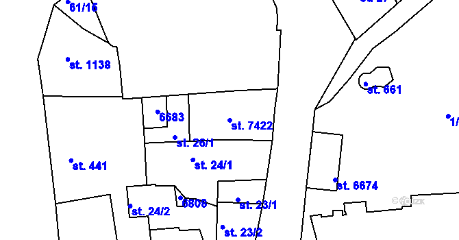 Parcela st. 7422 v KÚ Beroun, Katastrální mapa