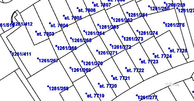 Parcela st. 1261/271 v KÚ Beroun, Katastrální mapa