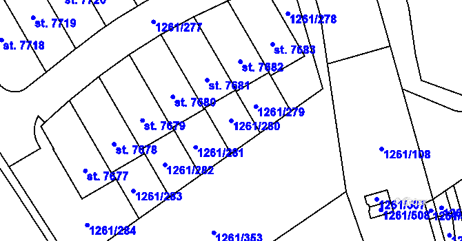 Parcela st. 1261/280 v KÚ Beroun, Katastrální mapa