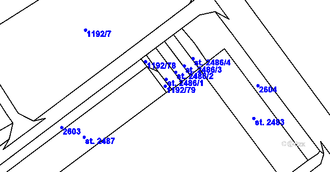 Parcela st. 1192/79 v KÚ Beroun, Katastrální mapa