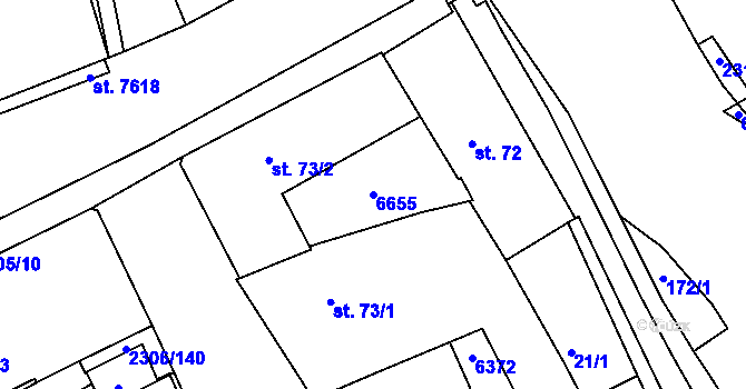 Parcela st. 6655 v KÚ Beroun, Katastrální mapa