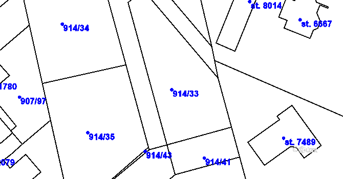 Parcela st. 914/33 v KÚ Beroun, Katastrální mapa