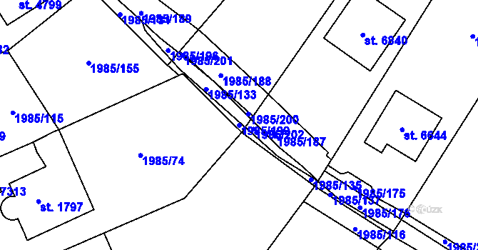 Parcela st. 1985/199 v KÚ Beroun, Katastrální mapa