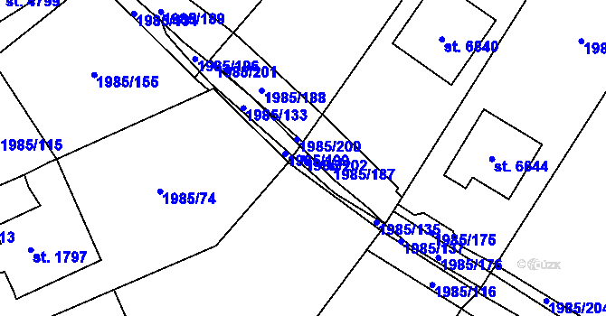 Parcela st. 1985/202 v KÚ Beroun, Katastrální mapa