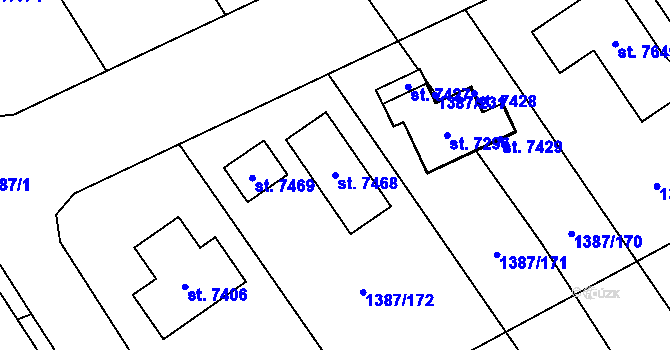 Parcela st. 7468 v KÚ Beroun, Katastrální mapa