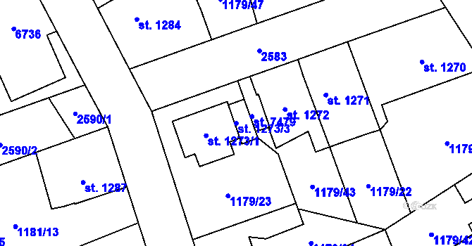Parcela st. 1273/3 v KÚ Beroun, Katastrální mapa