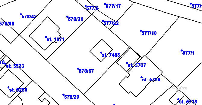 Parcela st. 7483 v KÚ Beroun, Katastrální mapa
