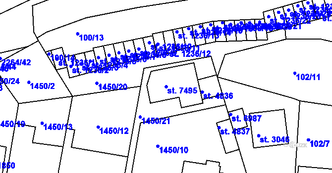 Parcela st. 7495 v KÚ Beroun, Katastrální mapa