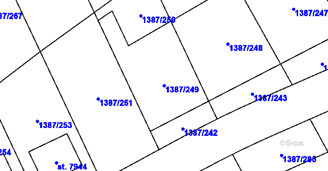 Parcela st. 1387/249 v KÚ Beroun, Katastrální mapa