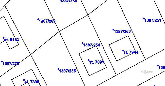 Parcela st. 1387/254 v KÚ Beroun, Katastrální mapa