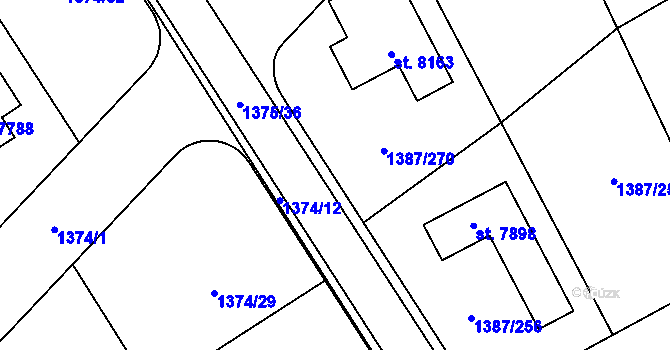 Parcela st. 1387/271 v KÚ Beroun, Katastrální mapa