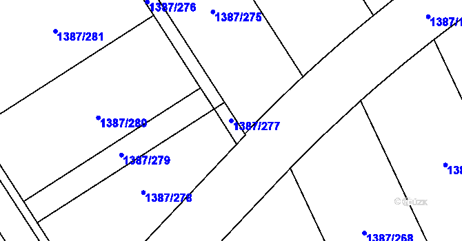 Parcela st. 1387/277 v KÚ Beroun, Katastrální mapa