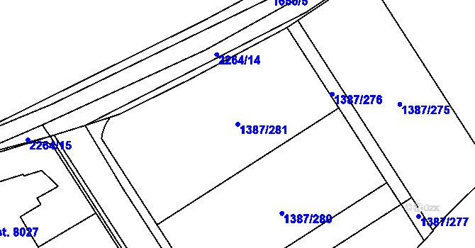 Parcela st. 1387/281 v KÚ Beroun, Katastrální mapa