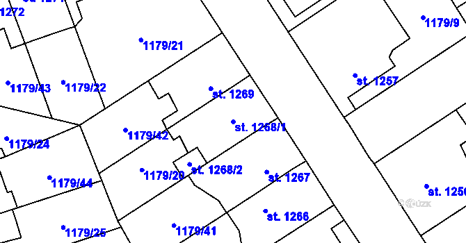 Parcela st. 1268/1 v KÚ Beroun, Katastrální mapa