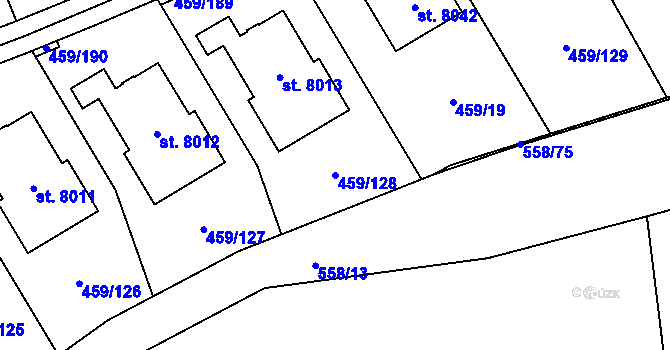 Parcela st. 459/128 v KÚ Beroun, Katastrální mapa